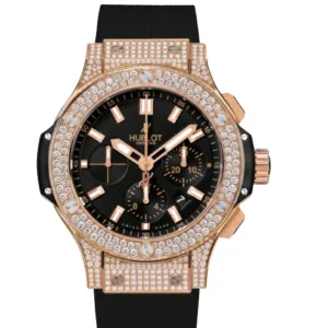 Hublot Big Bang, rose gold, iced out, black dial