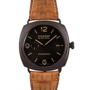 Panerai Radiomir, black bezel, brown leather strap