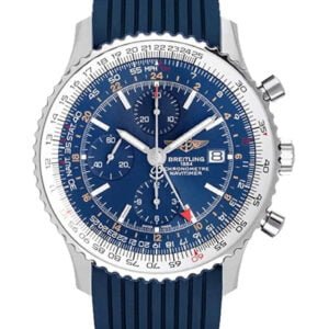 Breitling Navitimer, blue dial, blue rubber strap