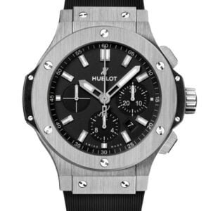 Hublot Big Bang, steel, black dial, black rubber strap