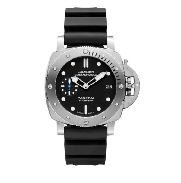 Panerai Submersible 1950 watch, steel case, black rubber strap,