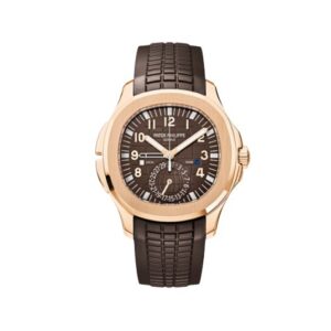 Patek Philippe Aquanaut Traveltime V6 Factory Swiss Movement rose gold brown dial brown rubber strap
