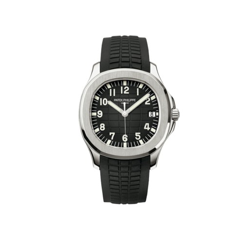 Patek Philippe Aquanaut luxury watch black dial black rubber strap
