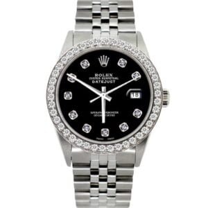 Rolex Datejust 36 mm EW Factory Swiss ETA 2836-2 Movement steel black dial diamond bezel diamond markers