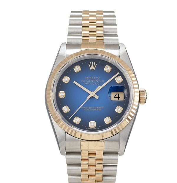 Rolex Datejust 36 mm EW Factory Swiss ETA 2836-2 Movement steel gold blue dial diamond markers