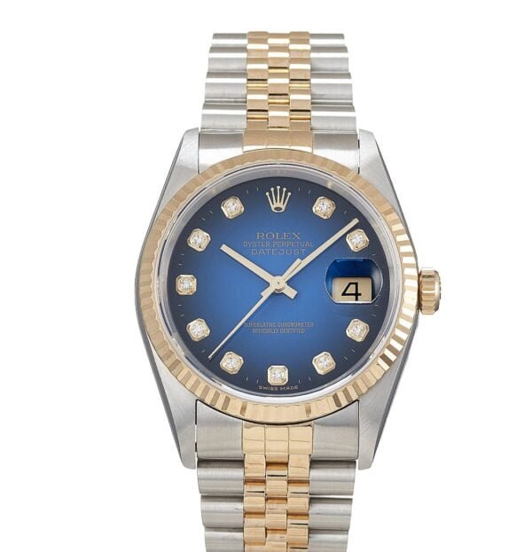 Rolex Datejust 36 mm EW Factory Swiss ETA 2836-2 Movement steel gold blue dial diamond markers