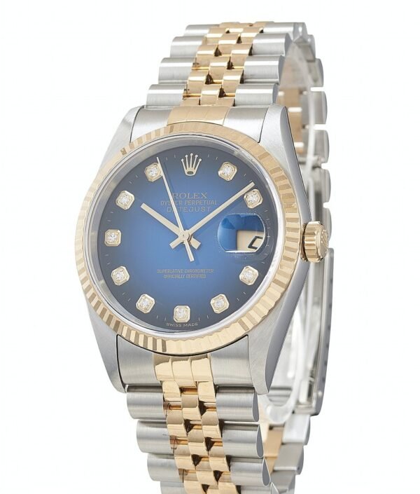 Rolex Datejust 36mm Gold Blue Diamond Replica - Image 3