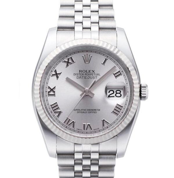 Rolex Datejust 36 mm EW Factory Swiss ETA 2836-2 Movement steel silver dial roman markers