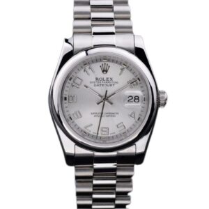 Rolex Datejust 36 mm EW Factory Swiss ETA 2836-2 Movement steel silver dial numeral markers smooth bezel