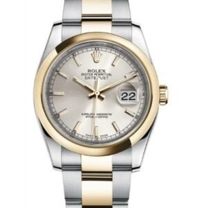 Rolex Datejust Bestwatch Replicas, two tone, silver dial, smooth bezel