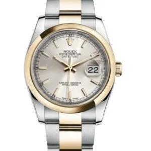 Rolex Datejust Bestwatch Replicas, two tone, silver dial, smooth bezel