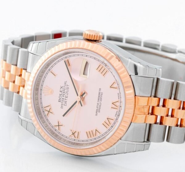 Rolex Datejust 41mm Two-Tone Rose Gold Pink Roman Replica - Image 2