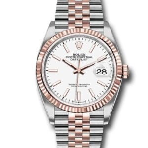 Watch.Replica Rolex Datejust, rose gold two tone, white dial