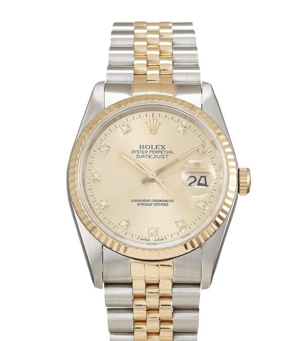 Mega Clone Rolex Datejust 36 mm EW Factory Swiss ETA 2836-2 Movement steel gold gold dial diamond markers
