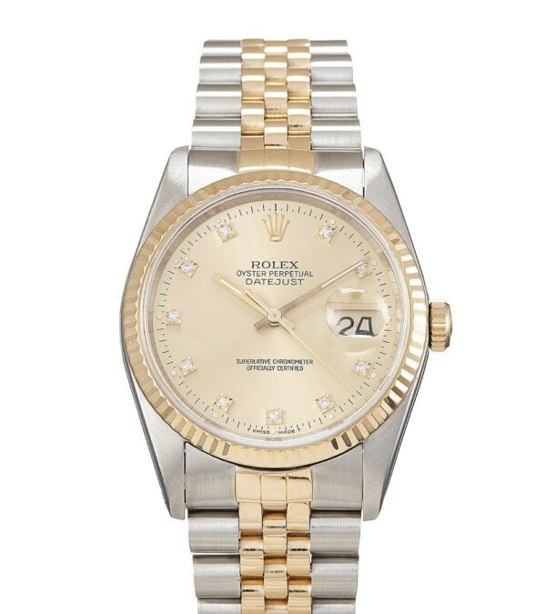 Rolex Datejust 36 mm EW Factory Swiss ETA 2836-2 Movement steel gold gold dial diamond markers