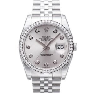 Rolex Datejust 36 mm EW Factory Swiss ETA 2836-2 Movement steel silver dial diamond markers plus diamond bezel