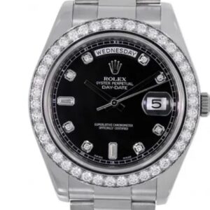 Rolex Day Date 36 mm EW Factory Swiss ETA 2836-2 Movement steel black dial diamond markers plus diamond bezel