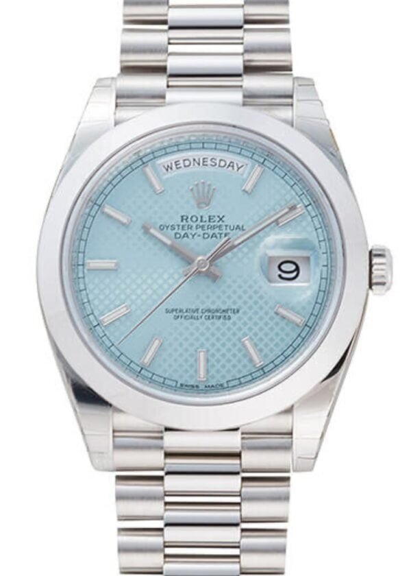 Rolex Day Date 36mm Platinum Ice Blue Replica - Image 2
