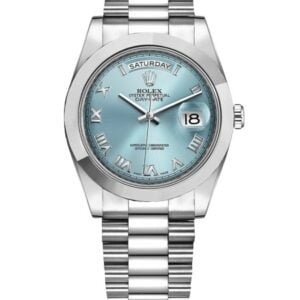 Rolex Day Date 36 mm EW Factory Swiss ETA 3235 Movement platinum ice blue roman markers smooth bezel