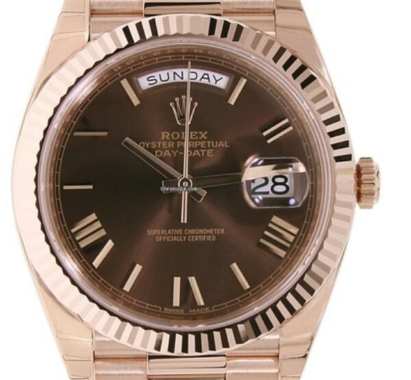 Rolex Day Date 36mm Rose Gold Chocolate Dial Replica - Image 3