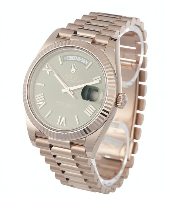 Rolex Day Date 40mm Rose Olive Green Replica - Image 4