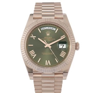 Rolex Day Date 40 mm BP Factory Swiss ETA 3235 Movement rose gold olive green dial roman markers