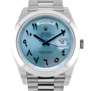Rolex Day Date 41 mm NOOB Factory Swiss ETA 3235 Movement platinum ice blue dial arabic numbers smooth bezel