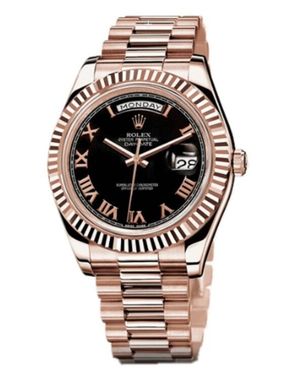 Rolex Day Date 41 mm NOOB Factory Swiss ETA 3235 Movement rose gold black dial roman markers