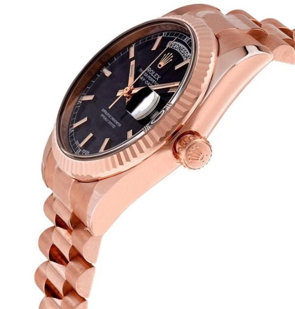 Rolex Day Date 41mm Rose Gold Black Dial Replica - Image 3