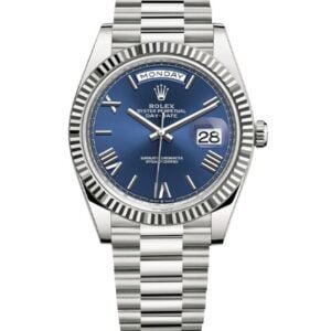 Rolex Day Date 41 mm NOOB Factory Swiss ETA 3235 Movement steel blue dial roman markers