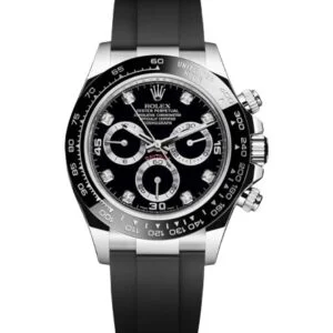 Rolex Daytona JF Factory Swiss ETA 4130 Movement black dial diamond markers black rubber strap 3