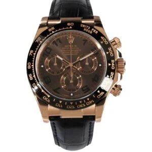 Rolex Daytona JF Factory Swiss ETA 4130 Movement rose gold chocolate dial black leather strap 3