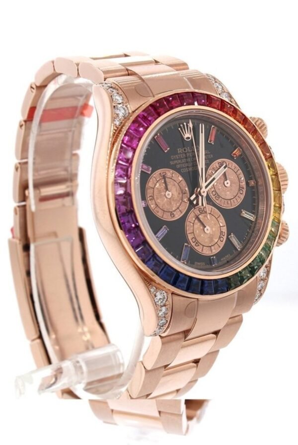 Rolex Daytona 40mm Rose Gold Rainbow Replica - Image 3