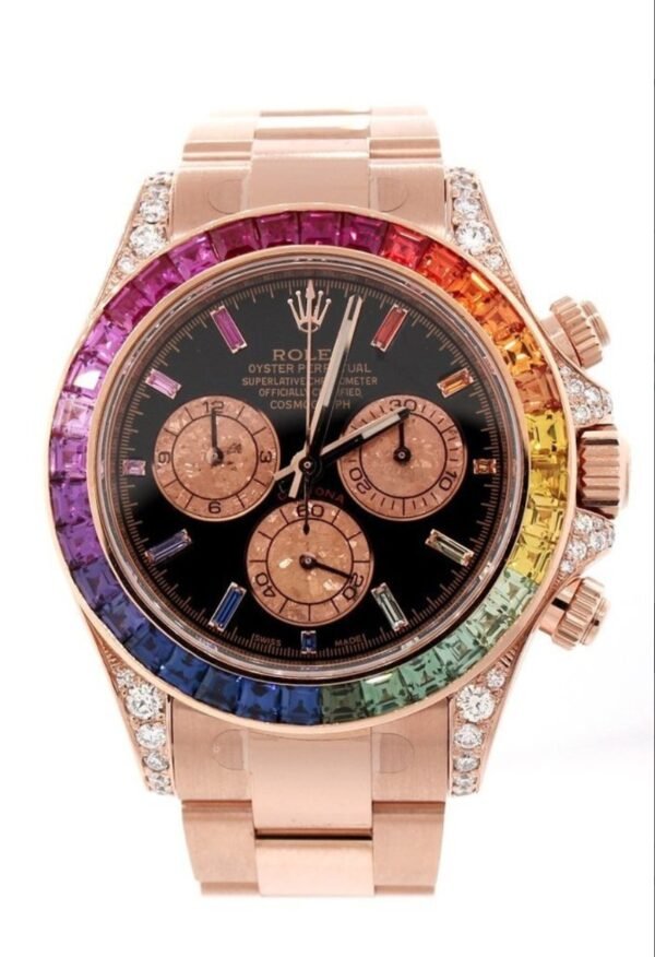 Rolex Daytona 40mm Rose Gold Rainbow Replica - Image 2