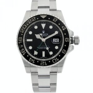 Rolex GMT Master , black dial, black bezel, steel case,