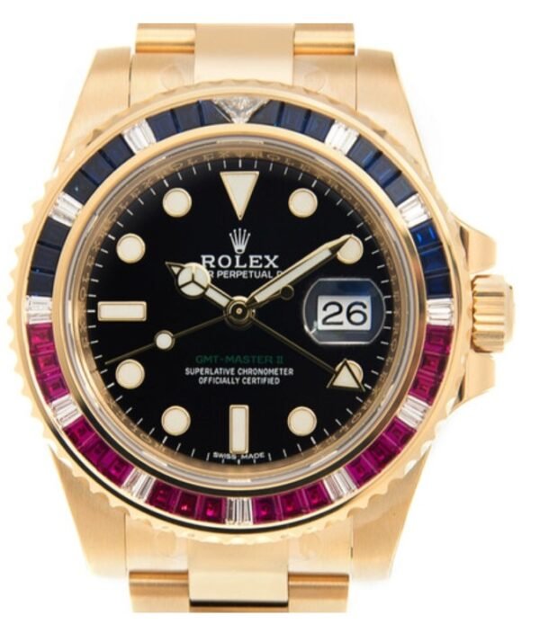 Rolex GMT Master 2 Yellow Gold Diamond Bezel Replica - Image 2
