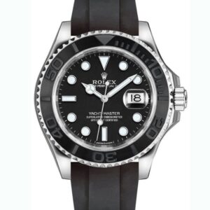 Rolex Yachtmaster, white gold, rubber band, black dial