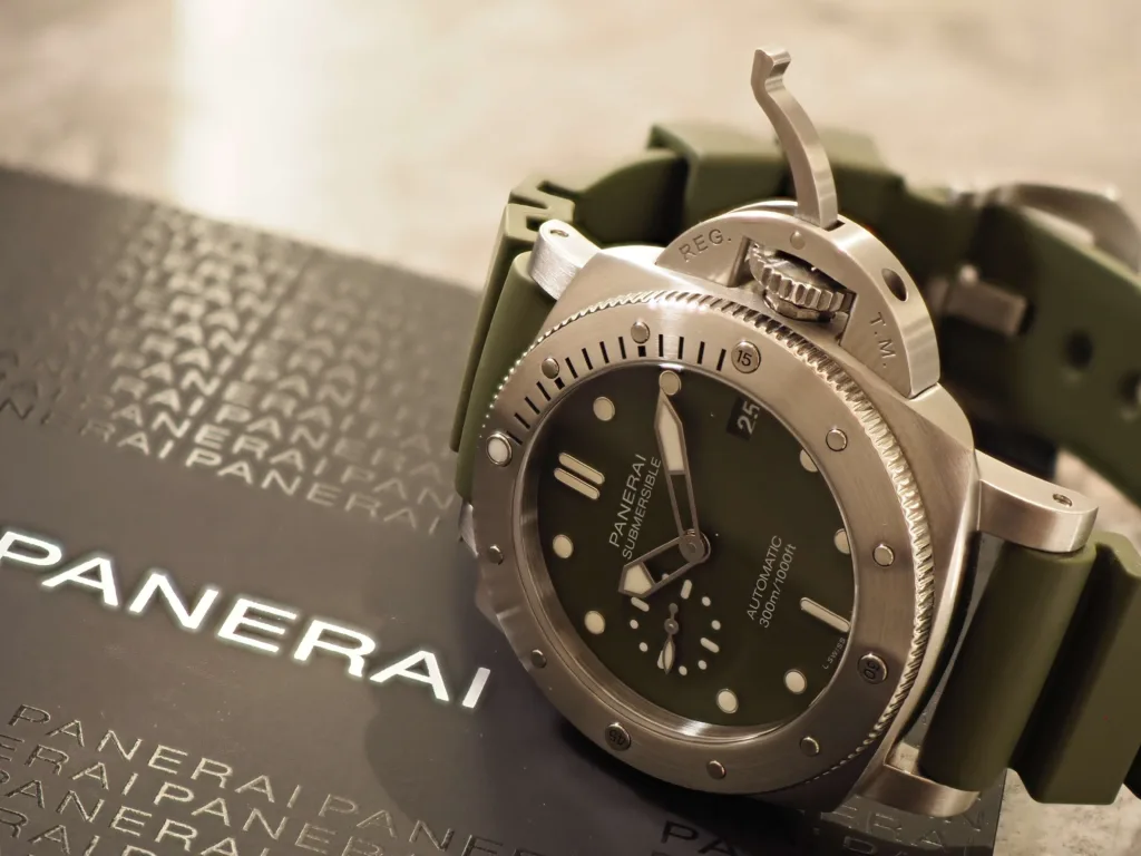 Panerai watches with olive green rubber strap